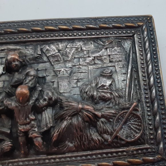 Vintage Copper Brooch With Farm Scene in Birks Box - Picture 10 of 11